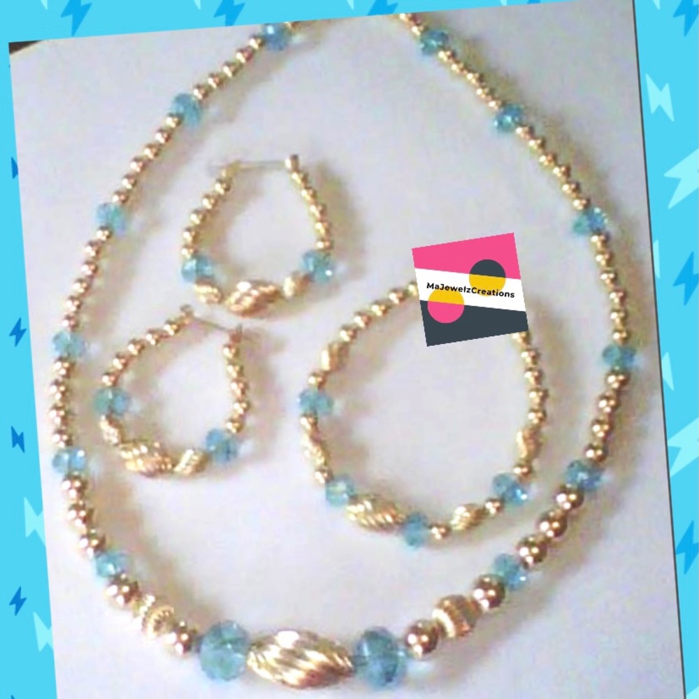 14kt gold filled beaded handmade 3 piece set